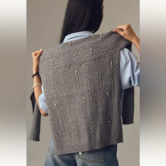 Anthropologie Accessories - ANTHROPOLOGIE Embellished Cable-Knit Shrug. NWT!
